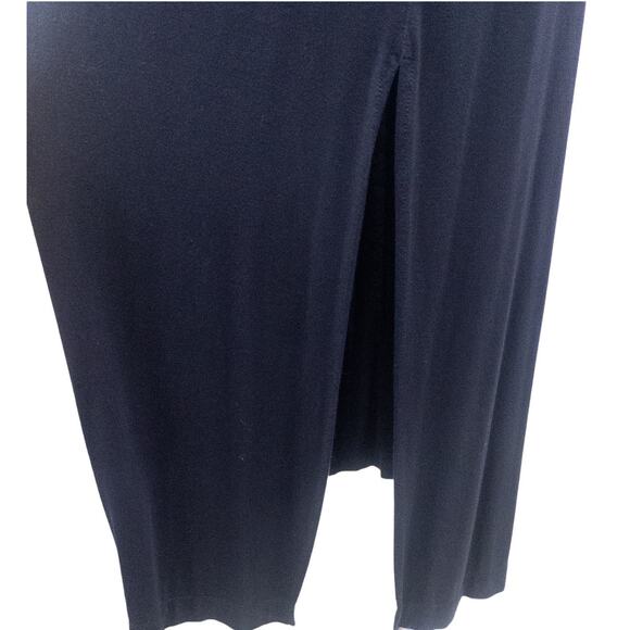 Adrienne Vittadini Knit Maxi Dress Short Sleeve Navy Blue Scoop Neck Small - Picture 3 of 5